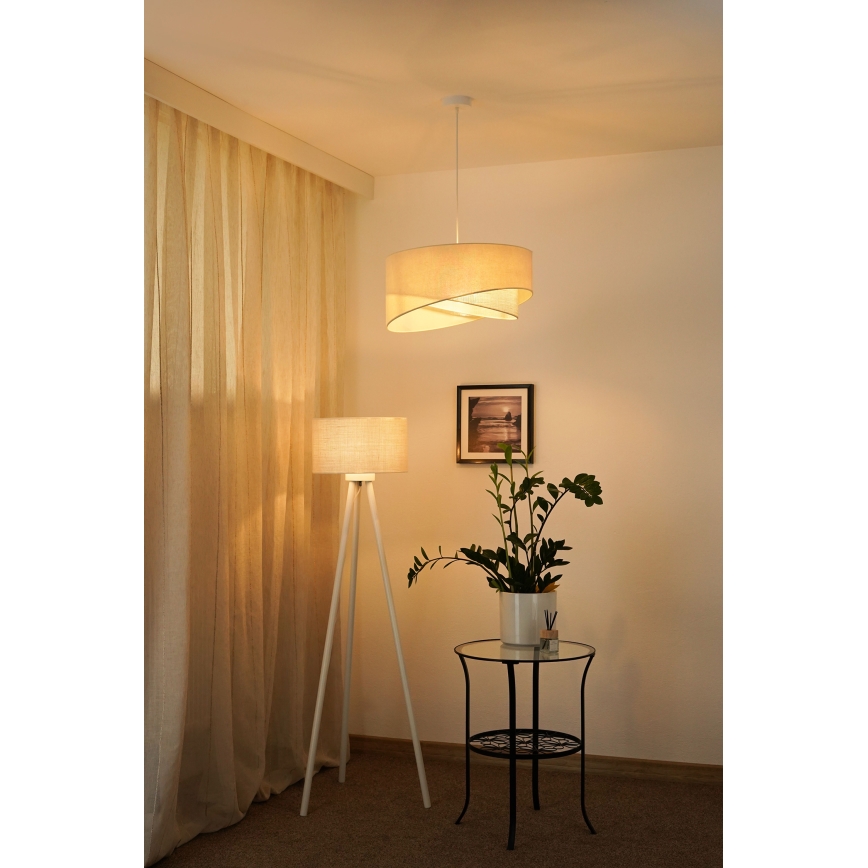 Brilagi - LED ljuskrona med textilsladd LYRA 1xE27/15W/230V grädde