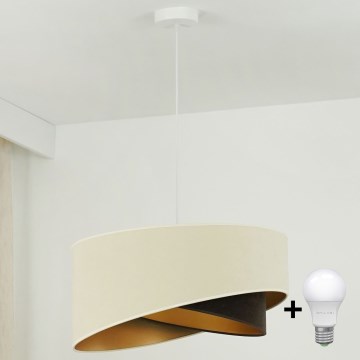 Brilagi - LED ljuskrona med textilsladd LYRA 1xE27/15W/230V grädde/svart/guld