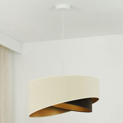 Brilagi - LED ljuskrona med textilsladd LYRA 1xE27/15W/230V grädde/svart/guld