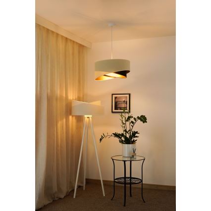 Brilagi - LED ljuskrona med textilsladd LYRA 1xE27/15W/230V grädde/svart/guld