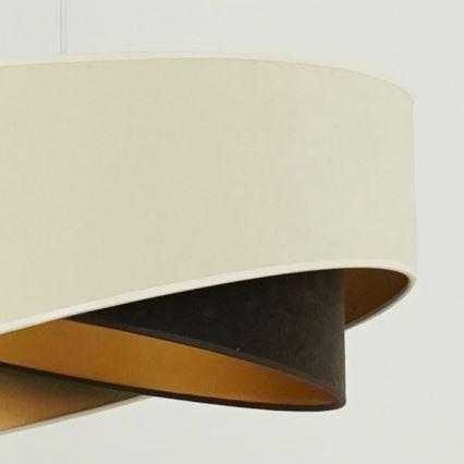 Brilagi - LED ljuskrona med textilsladd LYRA 1xE27/15W/230V grädde/svart/guld