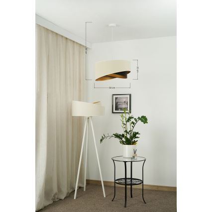 Brilagi - LED ljuskrona med textilsladd LYRA 1xE27/15W/230V grädde/svart/guld