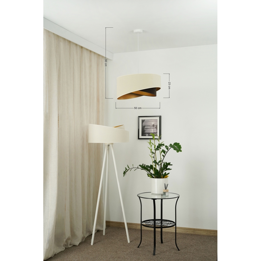 Brilagi - LED ljuskrona med textilsladd LYRA 1xE27/15W/230V grädde/svart/guld