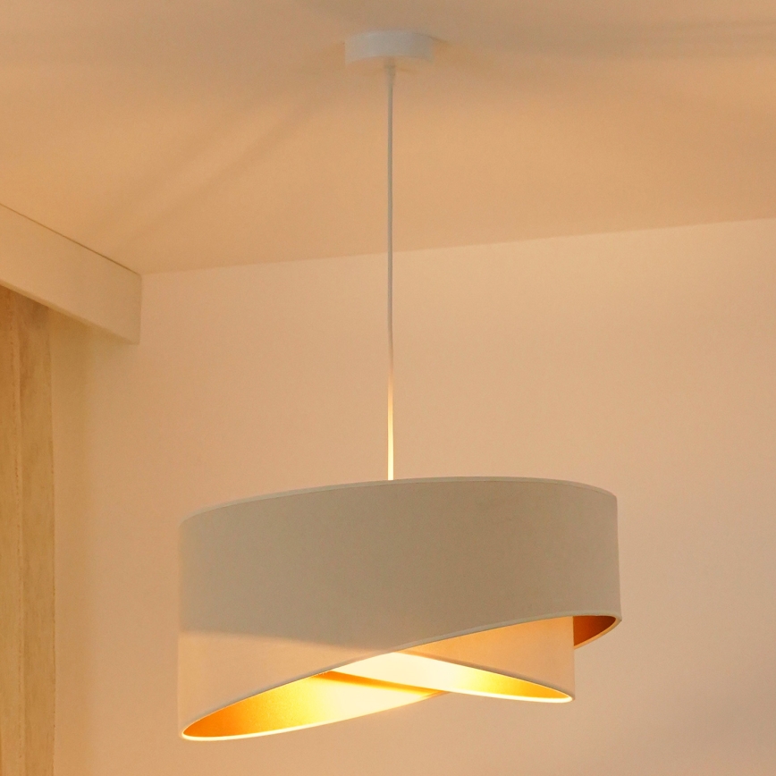 Brilagi - LED ljuskrona med textilsladd LYRA 1xE27/15W/230V grädde/vit