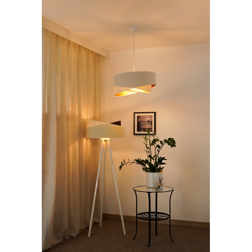 Brilagi - LED ljuskrona med textilsladd LYRA 1xE27/15W/230V grädde/vit