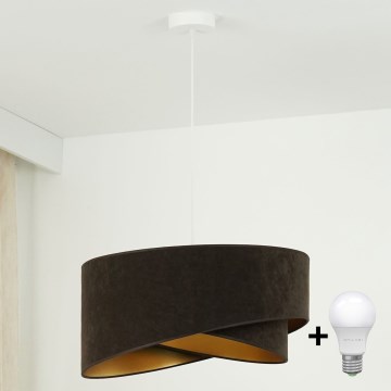 Brilagi - LED ljuskrona med textilsladd LYRA 1xE27/15W/230V mörkbrun/guld