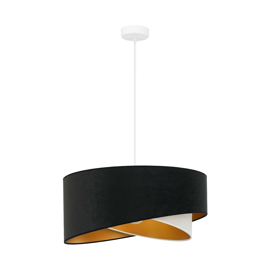 Brilagi - LED ljuskrona med textilsladd LYRA 1xE27/15W/230V svart/grädde/guld