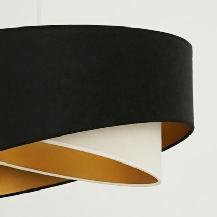 Brilagi - LED ljuskrona med textilsladd LYRA 1xE27/15W/230V svart/grädde/guld