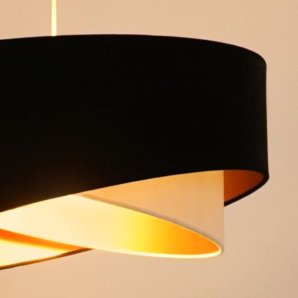 Brilagi - LED ljuskrona med textilsladd LYRA 1xE27/15W/230V svart/grädde/guld