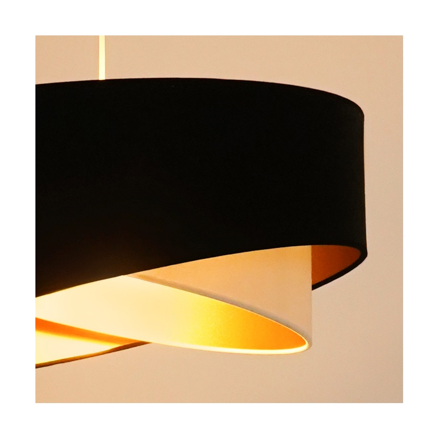 Brilagi - LED ljuskrona med textilsladd LYRA 1xE27/15W/230V svart/grädde/guld