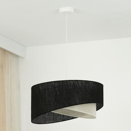 Brilagi - LED ljuskrona med textilsladd LYRA 1xE27/15W/230V svart/grädde