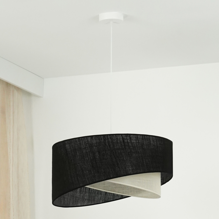 Brilagi - LED ljuskrona med textilsladd LYRA 1xE27/15W/230V svart/grädde