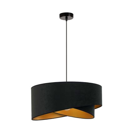 Brilagi - LED ljuskrona med textilsladd LYRA 1xE27/15W/230V svart/guld