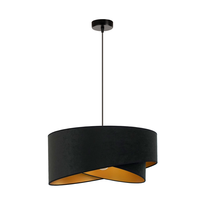 Brilagi - LED ljuskrona med textilsladd LYRA 1xE27/15W/230V svart/guld