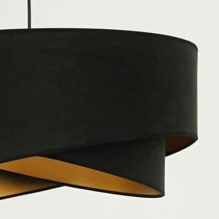 Brilagi - LED ljuskrona med textilsladd LYRA 1xE27/15W/230V svart/guld