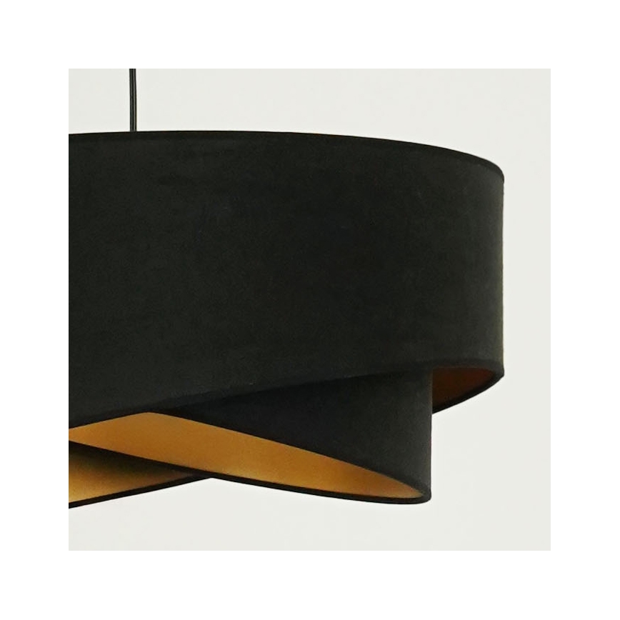 Brilagi - LED ljuskrona med textilsladd LYRA 1xE27/15W/230V svart/guld