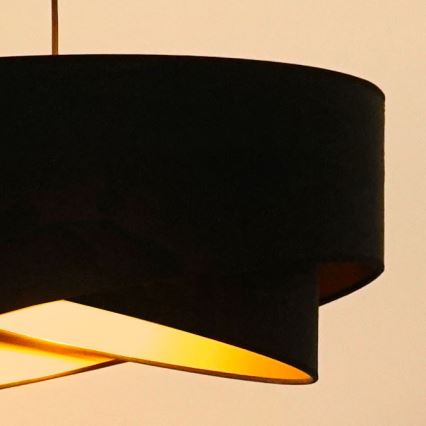 Brilagi - LED ljuskrona med textilsladd LYRA 1xE27/15W/230V svart/guld