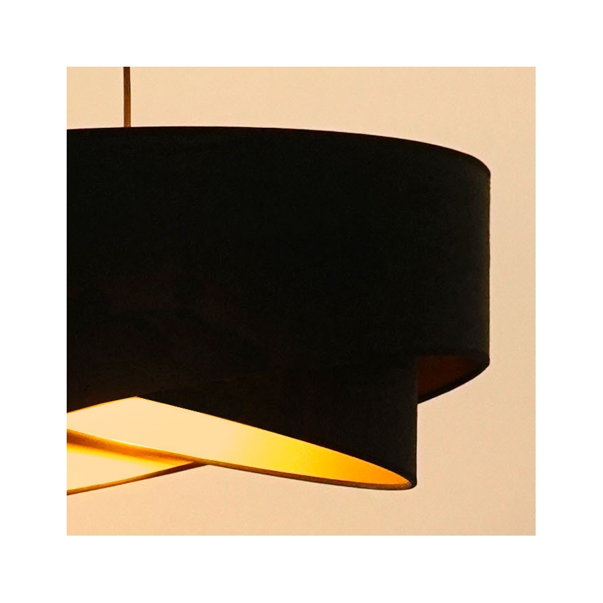 Brilagi - LED ljuskrona med textilsladd LYRA 1xE27/15W/230V svart/guld