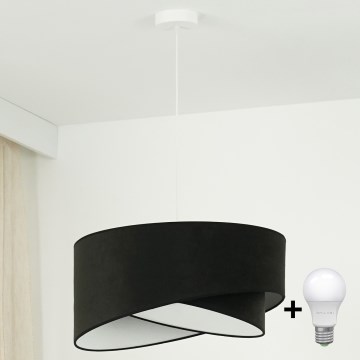 Brilagi - LED ljuskrona med textilsladd LYRA 1xE27/15W/230V svart/vit