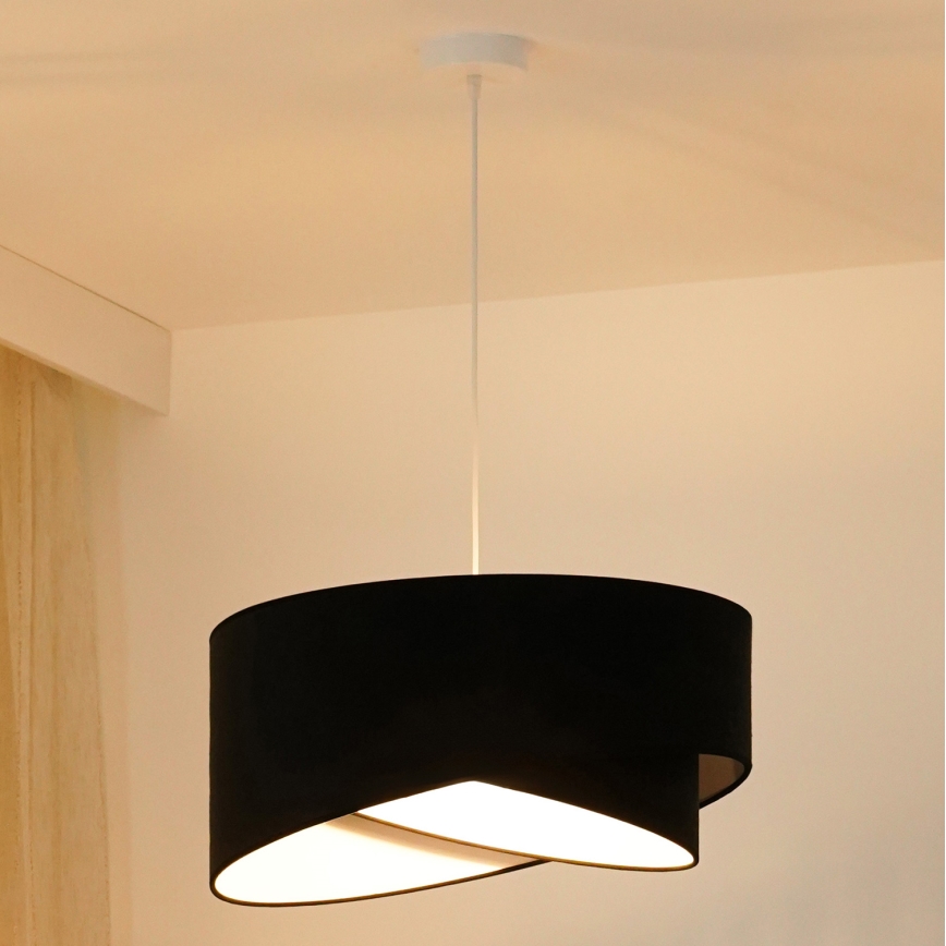 Brilagi - LED ljuskrona med textilsladd LYRA 1xE27/15W/230V svart/vit