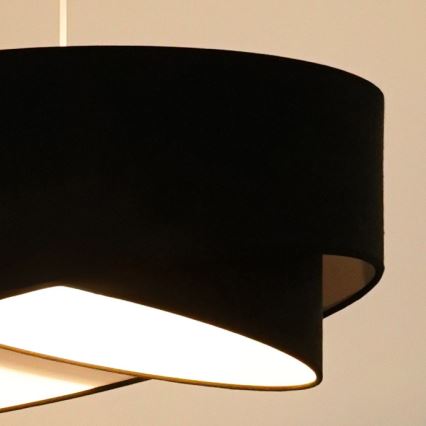 Brilagi - LED ljuskrona med textilsladd LYRA 1xE27/15W/230V svart/vit