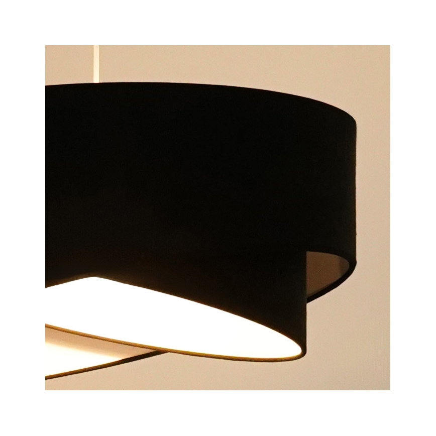 Brilagi - LED ljuskrona med textilsladd LYRA 1xE27/15W/230V svart/vit