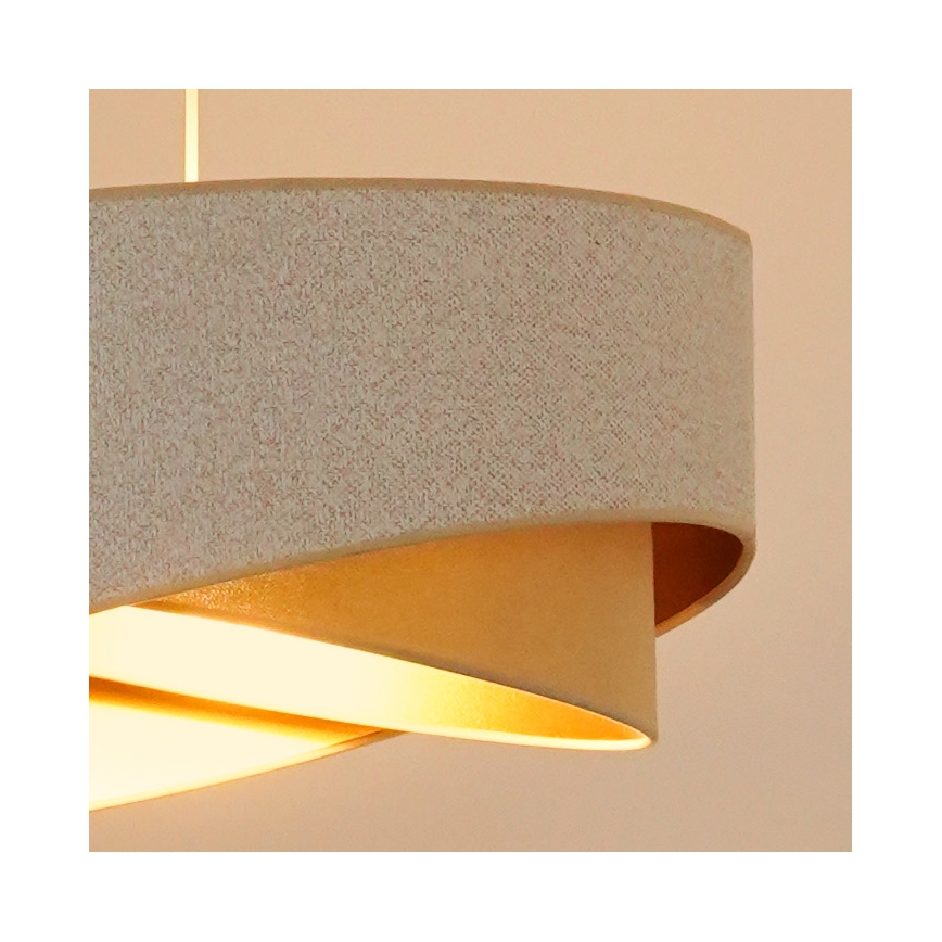 Brilagi - LED ljuskrona med textilsladd LYRA 1xE27/15W/230V vit/beige/guld