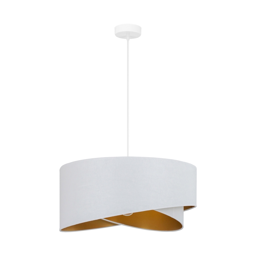 Brilagi - LED ljuskrona med textilsladd LYRA 1xE27/15W/230V vit/guld