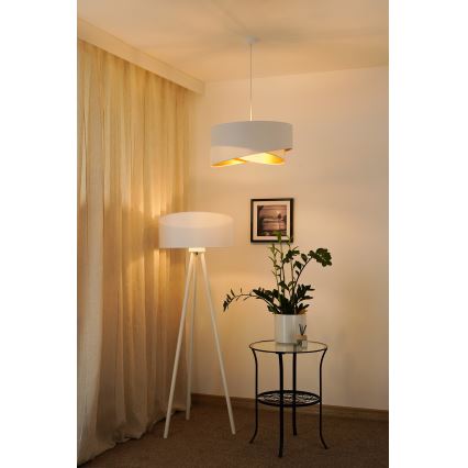 Brilagi - LED ljuskrona med textilsladd LYRA 1xE27/15W/230V vit/guld