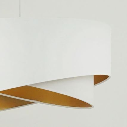Brilagi - LED ljuskrona med textilsladd LYRA 1xE27/15W/230V vit/guld