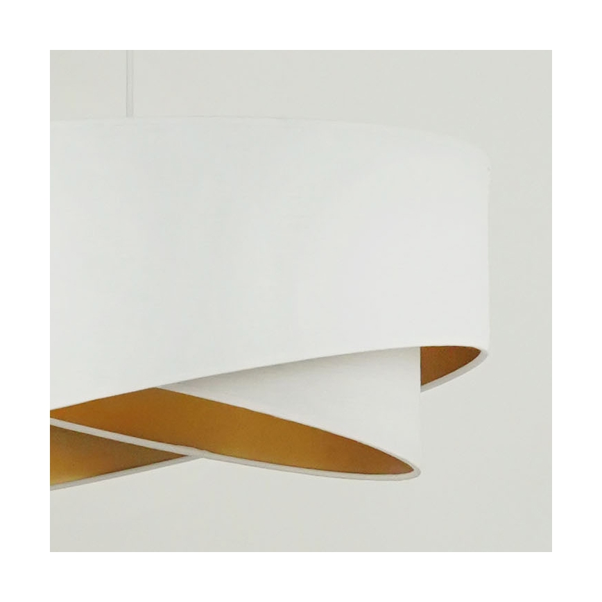 Brilagi - LED ljuskrona med textilsladd LYRA 1xE27/15W/230V vit/guld