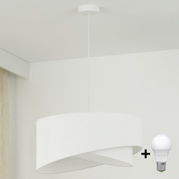 Brilagi - LED ljuskrona med textilsladd LYRA 1xE27/15W/230V vit