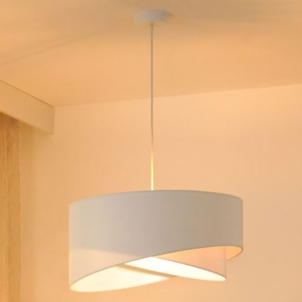Brilagi - LED ljuskrona med textilsladd LYRA 1xE27/15W/230V vit