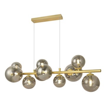 Brilagi - LED ljuskrona med textilsladd MILLA 10xG9/3W/230V guld/rökig