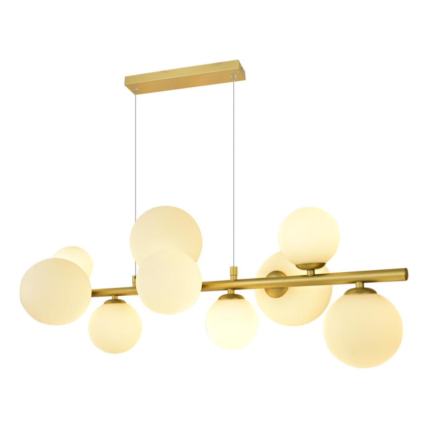 Brilagi - LED ljuskrona med textilsladd MILLA 10xG9/3W/230V guld/vit