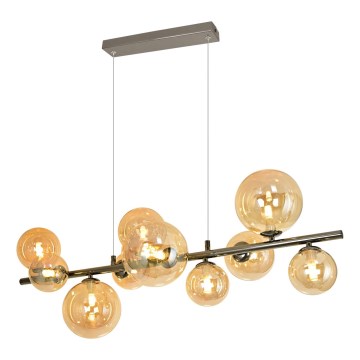 Brilagi - LED ljuskrona med textilsladd MILLA 10xG9/3W/230V skinande krom/guld