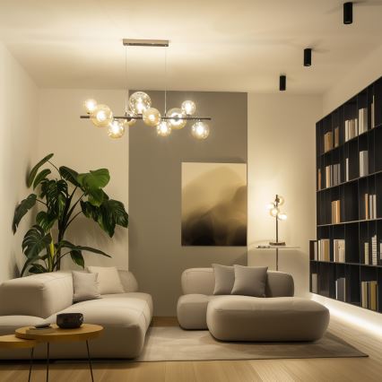 Brilagi - LED ljuskrona med textilsladd MILLA 10xG9/3W/230V skinande krom/guld