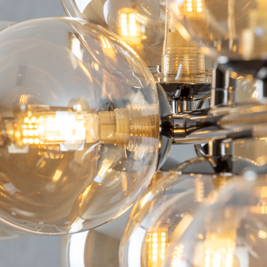 Brilagi - LED ljuskrona med textilsladd MILLA 10xG9/3W/230V skinande krom/guld