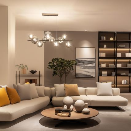 Brilagi - LED ljuskrona med textilsladd MILLA 10xG9/3W/230V skinande krom/rökig