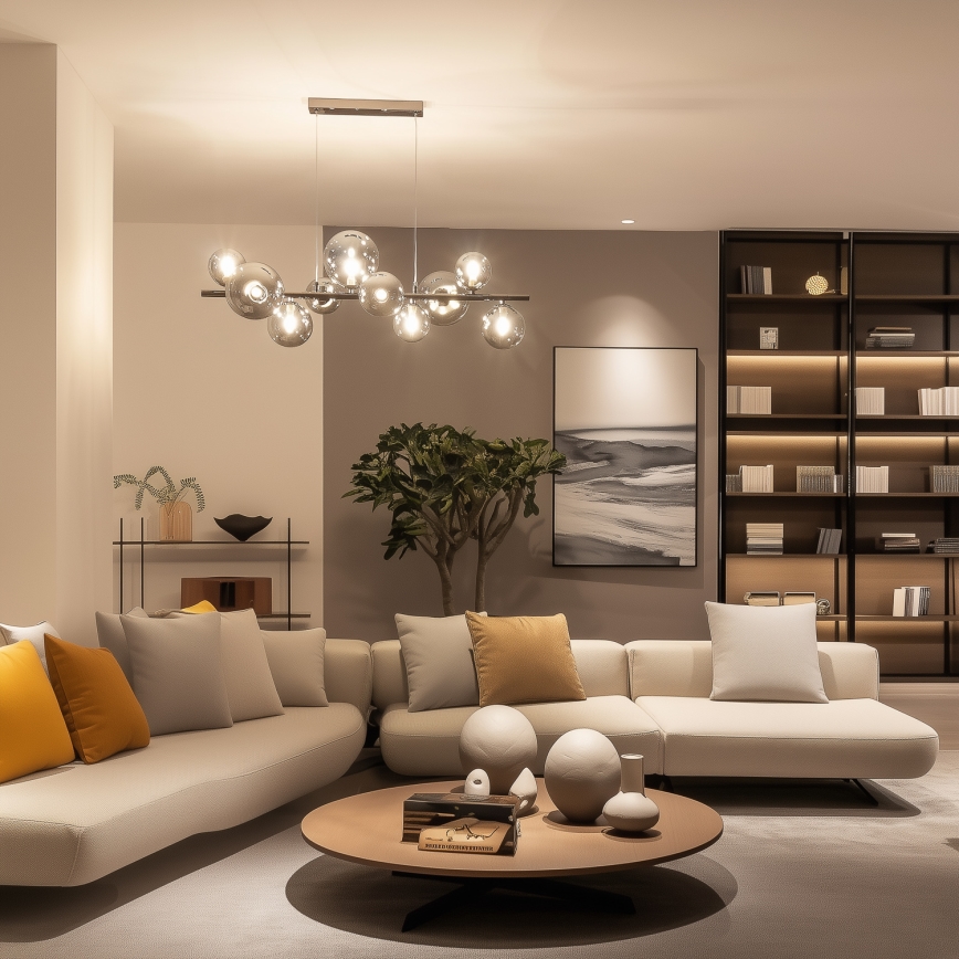 Brilagi - LED ljuskrona med textilsladd MILLA 10xG9/3W/230V skinande krom/rökig