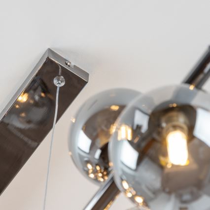 Brilagi - LED ljuskrona med textilsladd MILLA 10xG9/3W/230V skinande krom/rökig