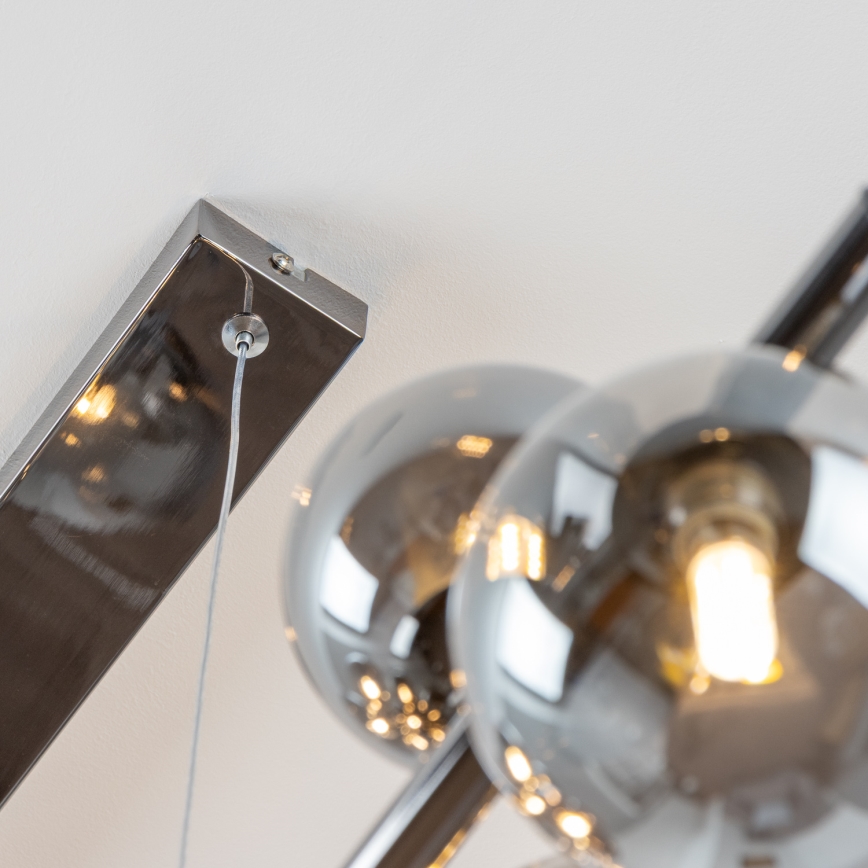 Brilagi - LED ljuskrona med textilsladd MILLA 10xG9/3W/230V skinande krom/rökig