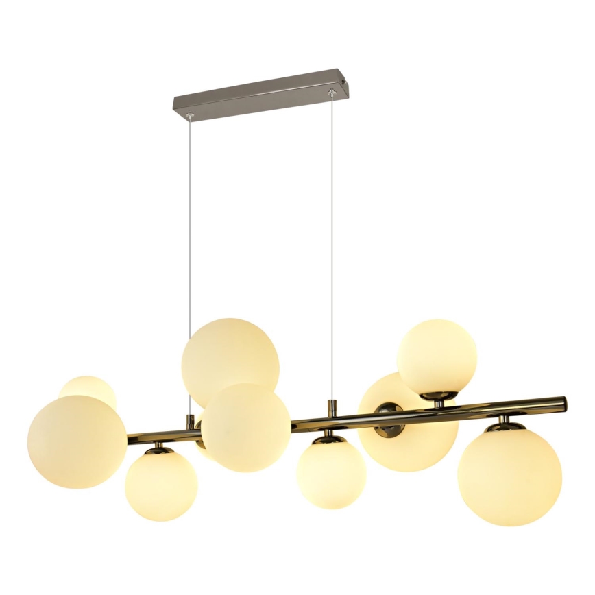 Brilagi - LED ljuskrona med textilsladd MILLA 10xG9/3W/230V skinande krom/vit