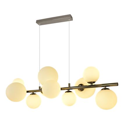 Brilagi - LED ljuskrona med textilsladd MILLA 10xG9/3W/230V skinande krom/vit