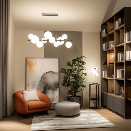 Brilagi - LED ljuskrona med textilsladd MILLA 10xG9/3W/230V skinande krom/vit