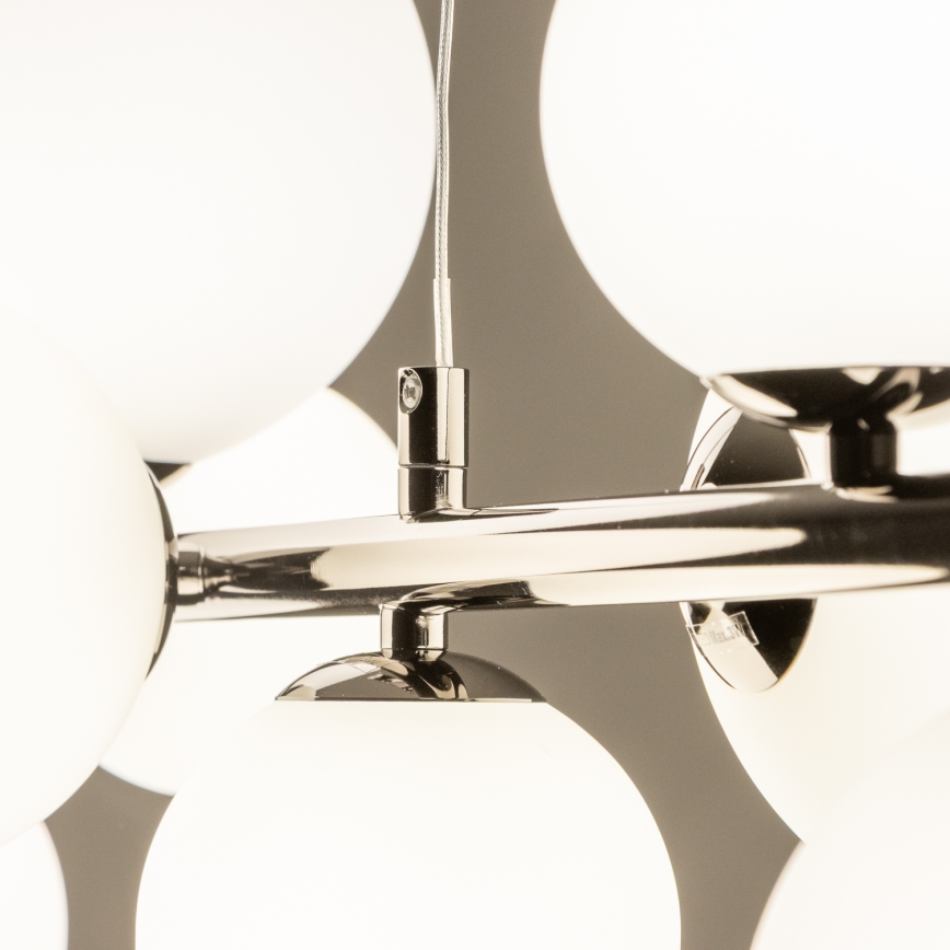 Brilagi - LED ljuskrona med textilsladd MILLA 10xG9/3W/230V skinande krom/vit