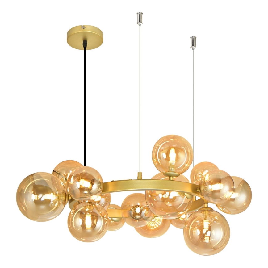 Brilagi - LED ljuskrona med textilsladd MILLA 15xG9/3W/230V guld