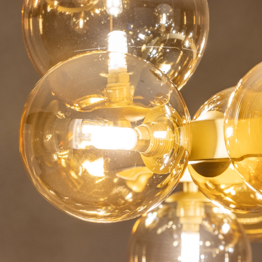 Brilagi - LED ljuskrona med textilsladd MILLA 15xG9/3W/230V guld