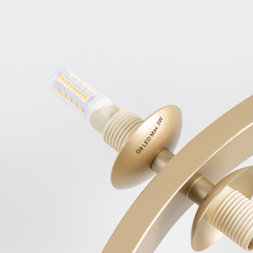 Brilagi - LED ljuskrona med textilsladd MILLA 15xG9/3W/230V guld