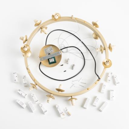 Brilagi - LED ljuskrona med textilsladd MILLA 15xG9/3W/230V guld